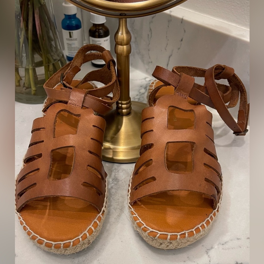 Anthropologie Tan Espadrille Shoes with Woven Design